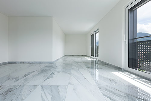 Interior of wide room with marble floor