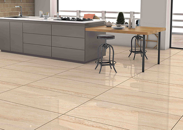 Installing vitrified kitchen floor tiles