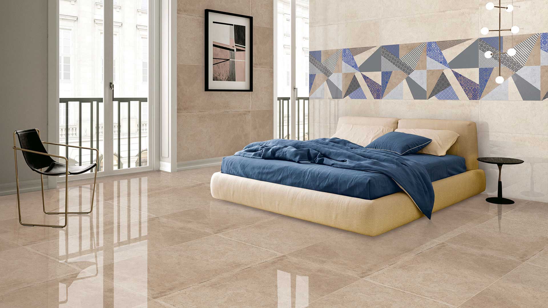 large sized glazed vitrified tile for living room