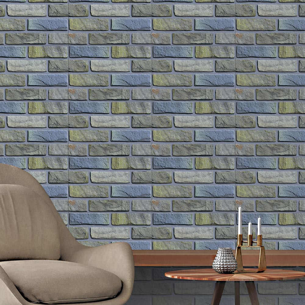 Grey Teal Bricks Ceramic Tile