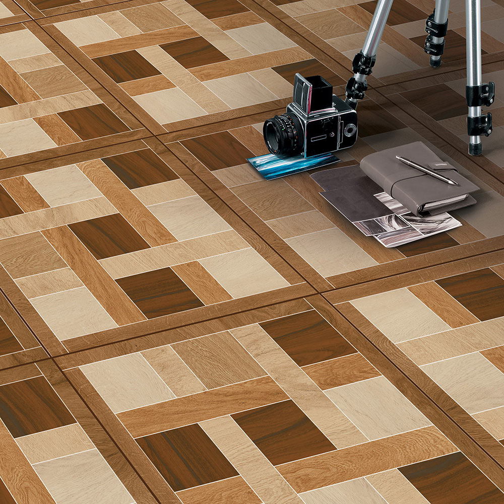 Teak Grid Ceramic Tile