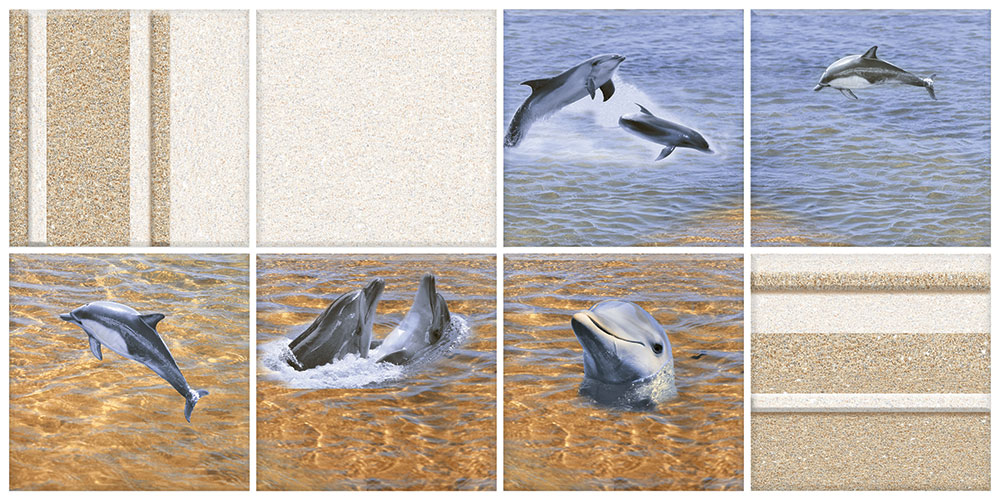 Beach Dolphins DÃ©cor Ceramic Tile