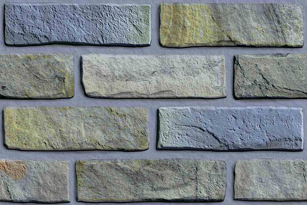 Grey Teal Bricks Ceramic Tile